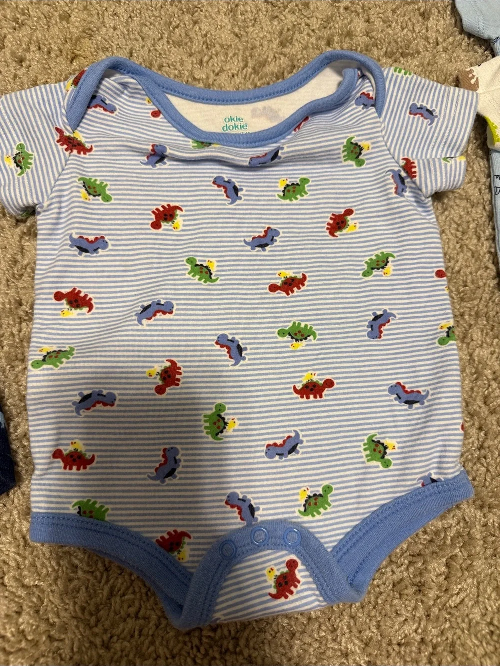 0-3 month Baby Dino Mix 7 Piece Set in Blue, Navy, Cream, Light Blue